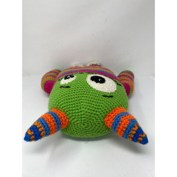 Hand knitted 17" plush alien Pride Rainbow body with horns - Picture 7 of 12